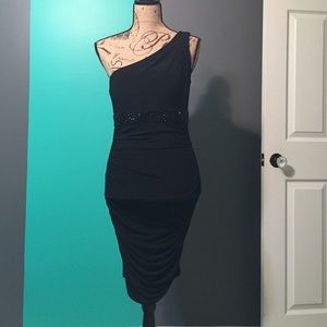 One Shoulder Ruched Cocktail Dress