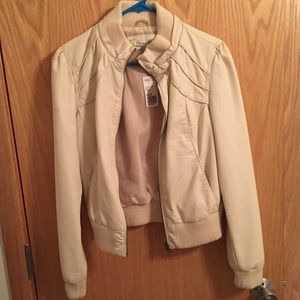 NWT Forever 21 Cream Leather Jacket - Small