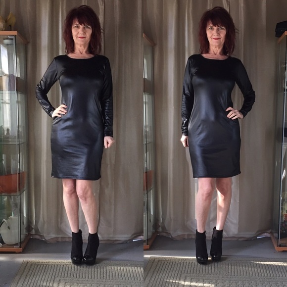 RESTOCKED 5 STAR RATED BLACK FAUX LEATHER DRESS - Picture 2 of 3