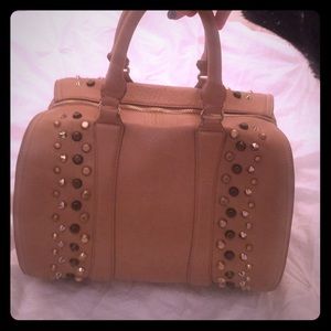 studded embellished tan tote