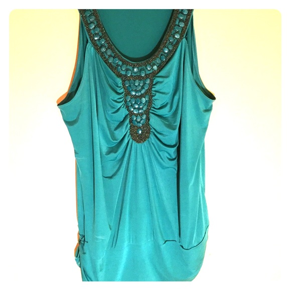 Teal beaded tank