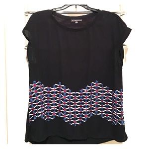 Adrianna Papell navy cap sleeve top size M. New!