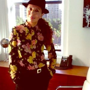 Vintage Betsy Johnson Rose Print Blouse