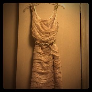 Gold Embellished Express Cinched Dress