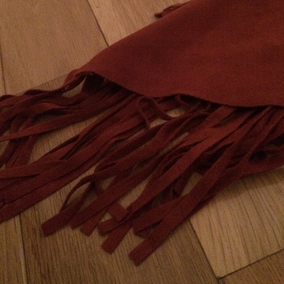 NWT rust suede moto vest with fringe - Picture 3 of 4