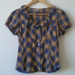 Odille Plaid Ruffle Blouse