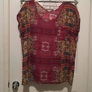 Pleione blouse size M pocket front slight V back Pleione blouse size M pocket front slight V back