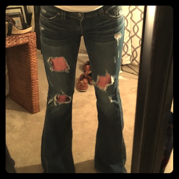 Silver distressed jeans