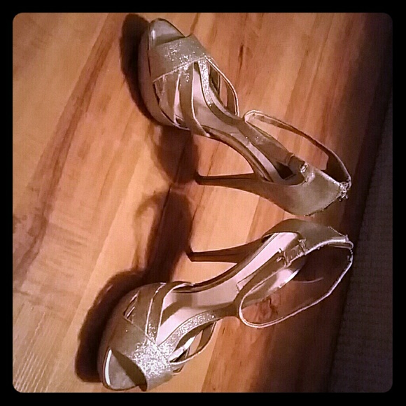Silver glitter heels