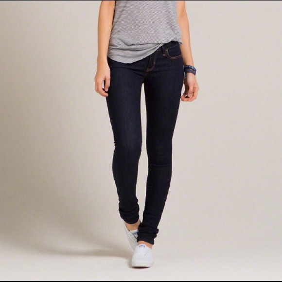 Hollister dark wash skinny jeggings.
