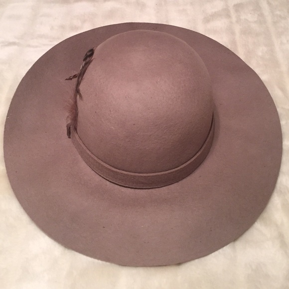 Tan Bebe Wide Brim Floppy Hat w/ Feather - Picture 2 of 4