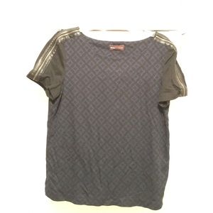 Dana Buchman leather accent zip sleeve top.