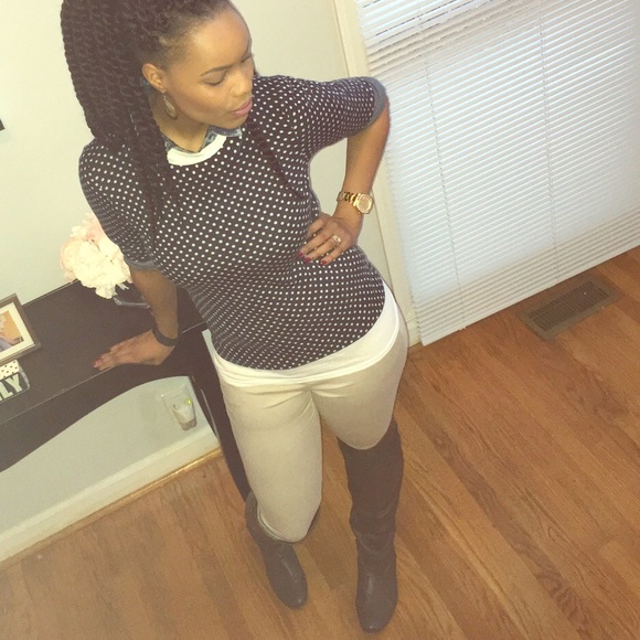 Blue and white polka Dot J Crew Sweater