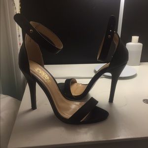 Black strap heels