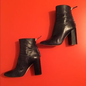 Zara leather booties dark blue