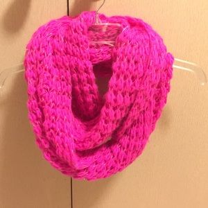 Pink infinity scarf.