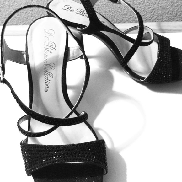 Black rhinestone heels