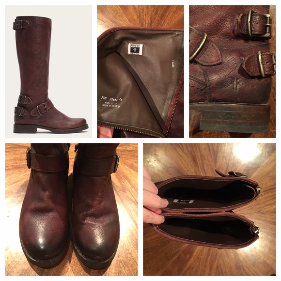 👣SOLD👣Frye Veronica Zip Back Boots // Dark Brown - Picture 2 of 4
