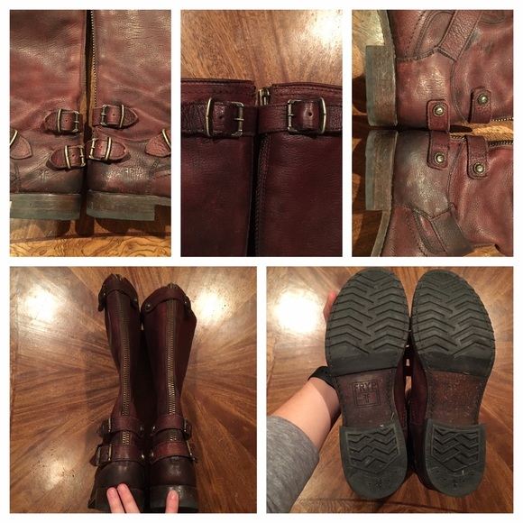 👣SOLD👣Frye Veronica Zip Back Boots // Dark Brown - Picture 3 of 4