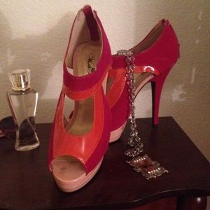Hot pink and orange 5 in heels
