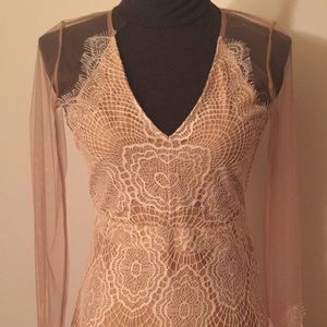 Nude and White Lace Lulu's Cocktail Dress