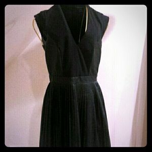 French Connection Leather Dress with Pleated Skirt