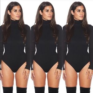 Black turtleneck bodysuit