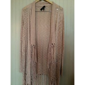 Fringe dusty rose cardigan