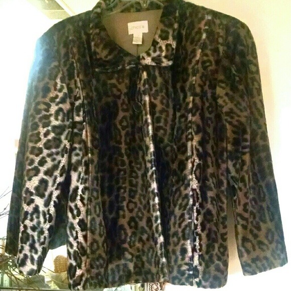 Chico's faux leopard fur jacket