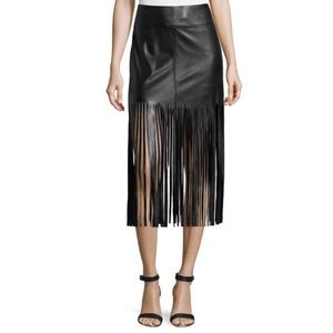 Vakko sport XS faux leather fringe skirt