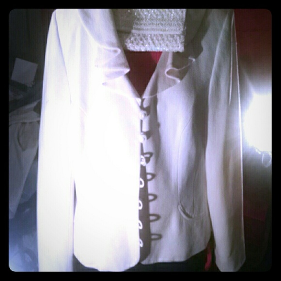 PRETTY! SAG HARBOR Ivory off white Blazer Sz 16