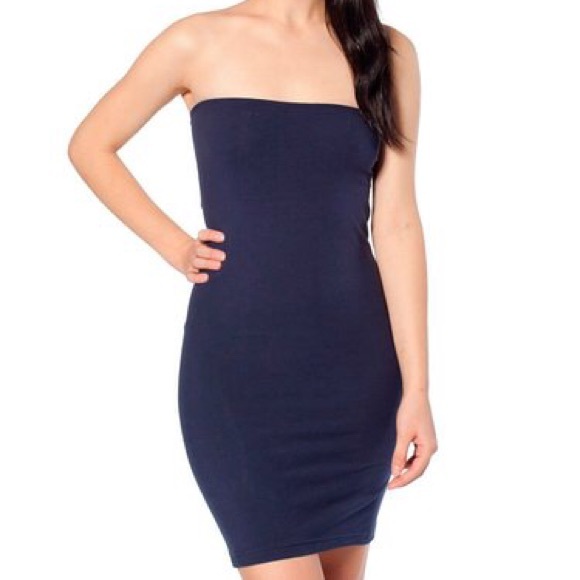 American Apparel navy strapless tube slip dress