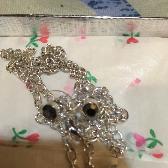 Black & silver pendant with matching earrings! - Picture 2 of 2