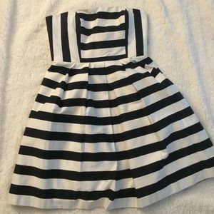 Strapless A-line Striped Dress
