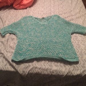 Teal crochet half top