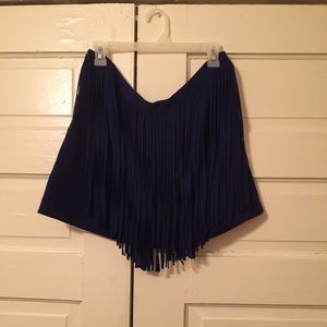 Fringe cobalt skirt
