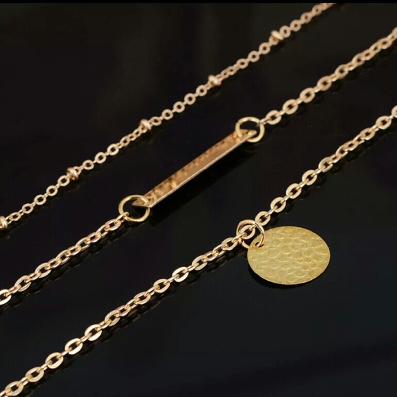 Three Layers Charm Gold Necklace - Picture 4 of 4