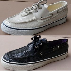 DEAL!! Black and white Sperrys