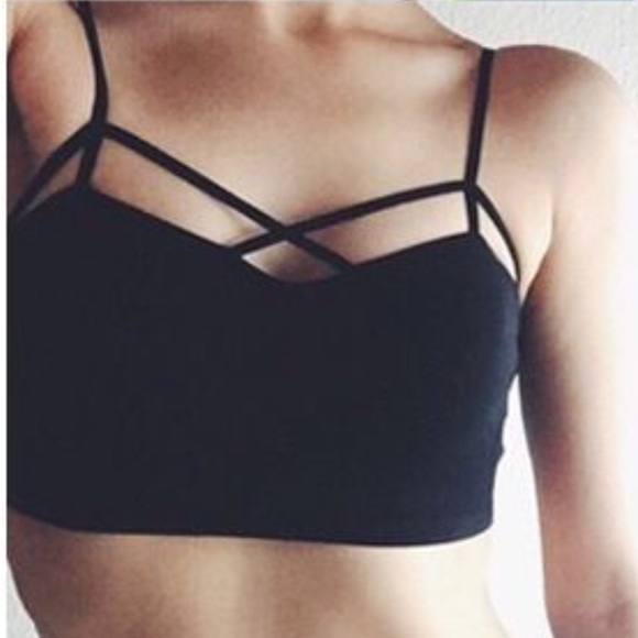 New Strappy cut out bralette in black and white - Picture 2 of 4