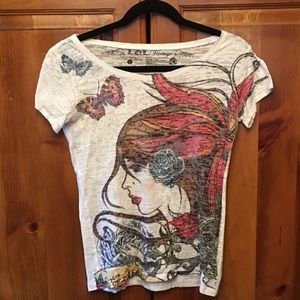 Vintage Style T-shirt with Colorful Ladyface 💕