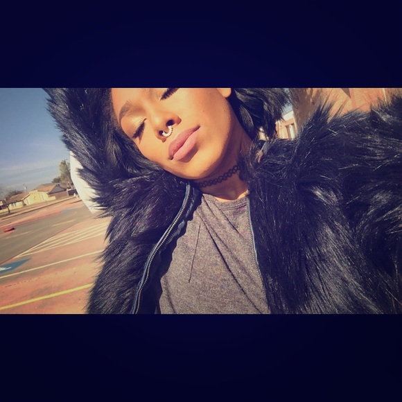 Supa cute navy faux fur jacket from UO