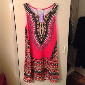 NWT Coral Aztec Shift Dress Sz L