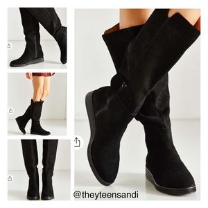 Urban Outfitters Black Suede Dolly High Wedge Boot