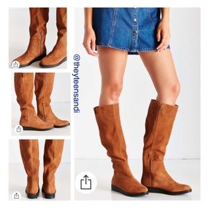 Urban Outfitters Brown Suede Dolly High Wedge Boot