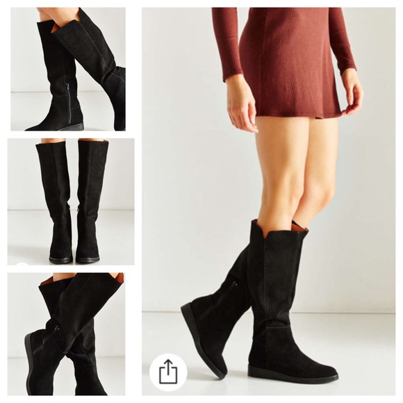 Urban Outfitters Shoes - Urban Outfitters Black Suede Dolly High Wedge Boot