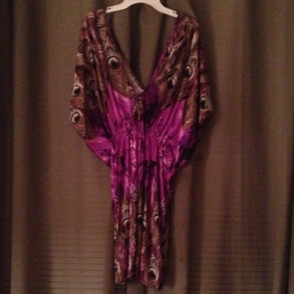 Satin peacock print top