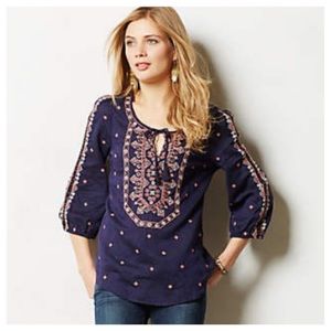 Anthropologie Beaded Monaco Blouse Size XS