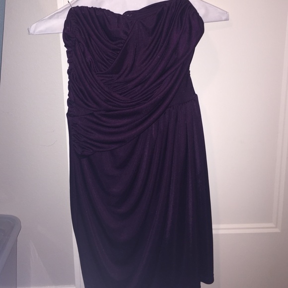 Strapless silk purple dress