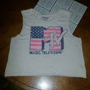 American eagle crop MTV ivory tshirt m boho