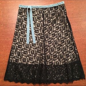 Anthropologie Mon Petit Oiseau lace skirt w/ribbon